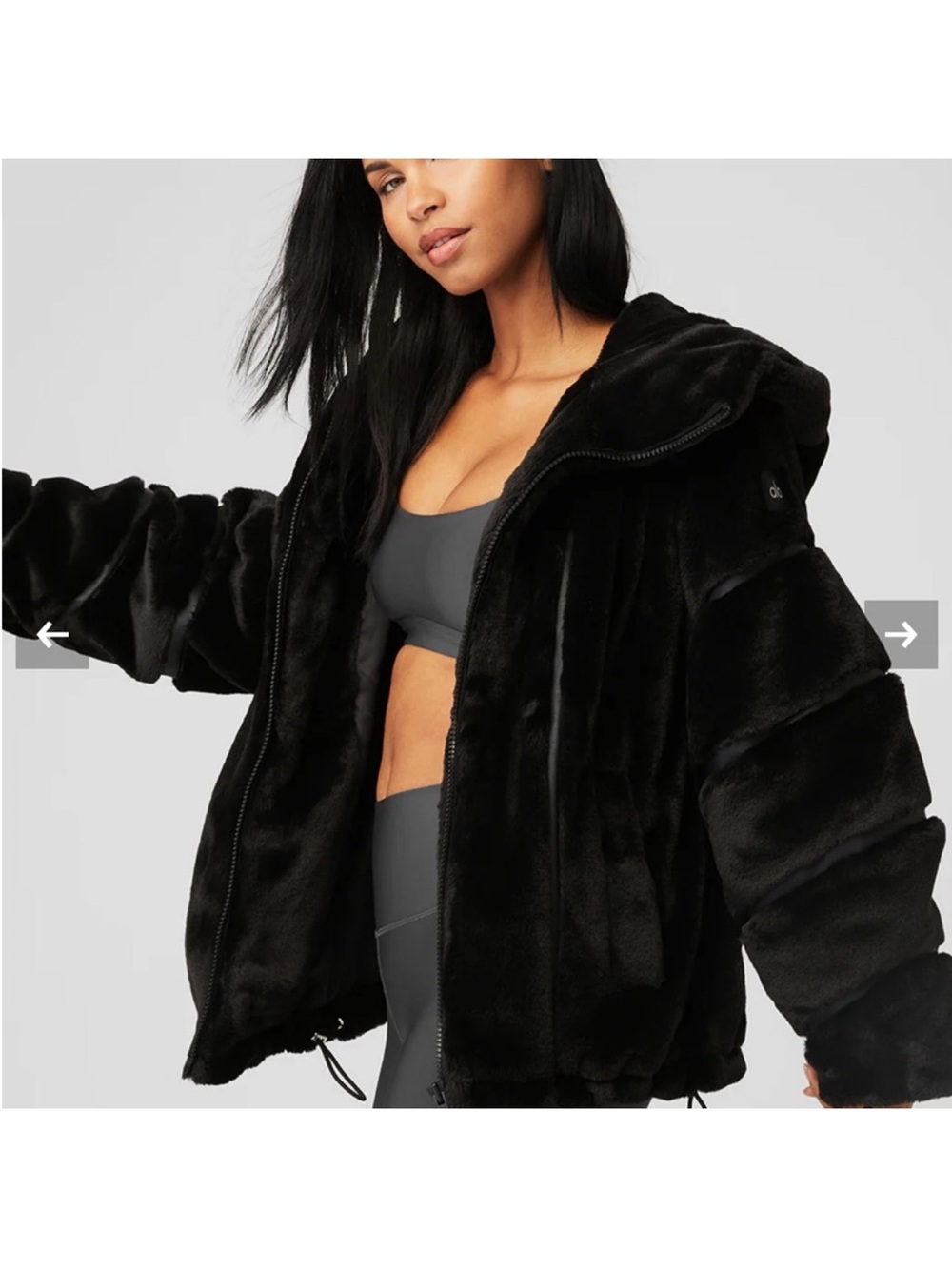 Alo knockout faux fur jacket. Black XS